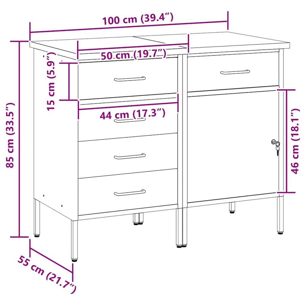 vidaXL Ντουλάπα Εργασίας 2 pcs Κόκκινο και Γκρίζο 100 x 55 x 85 εκ.