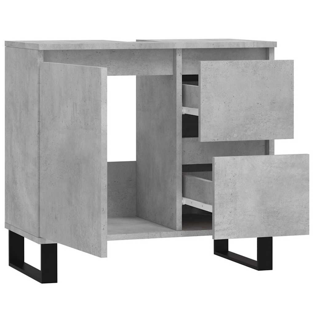 vidaXL Ντουλάπι Μπάνιου Γκρι Σκυροδέματος 65x33x60 εκ. Επεξ. Ξύλο
