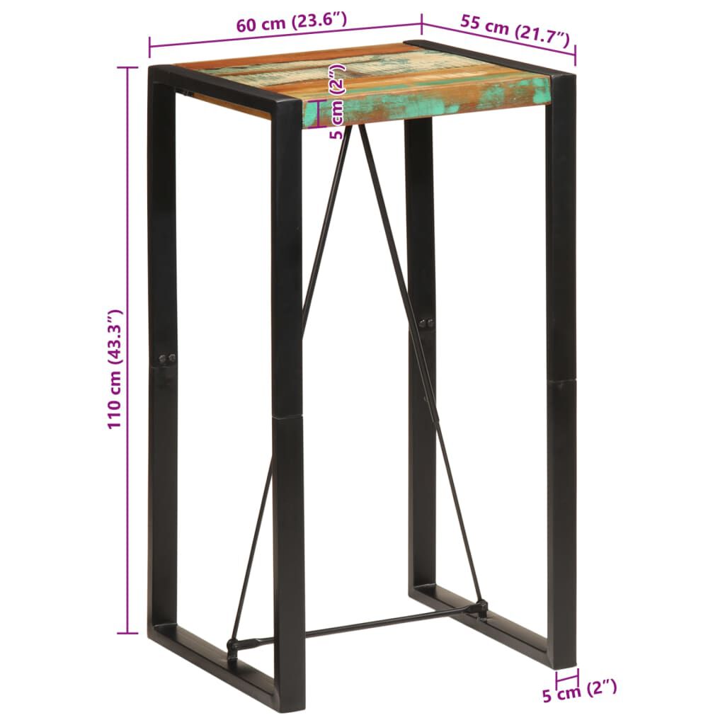 vidaXL Τραπέζι Μπαρ 60 x 55 x 110 εκ. από Μασίφ Ανακυκλωμένο Ξύλο
