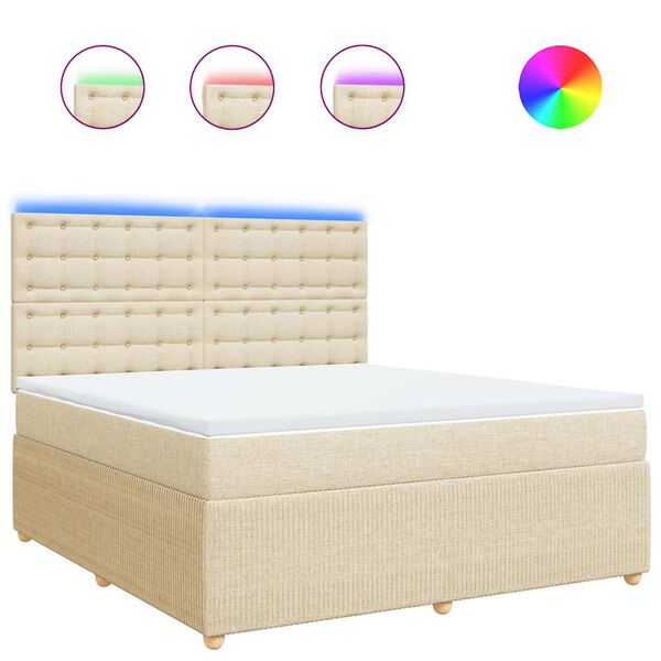 vidaXL &Kappa;&rho;&epsilon;&beta;ά&tau;&iota; Boxspring &mu;&epsilon; &Sigma;&tau;&rho;ώ&mu;&alpha; &Kappa;&rho;&epsilon;&mu; 180x200 &epsilon;&kappa;. &Upsilon;&phi;&alpha;&sigma;&mu;ά&tau;&iota;&nu;&omicron;