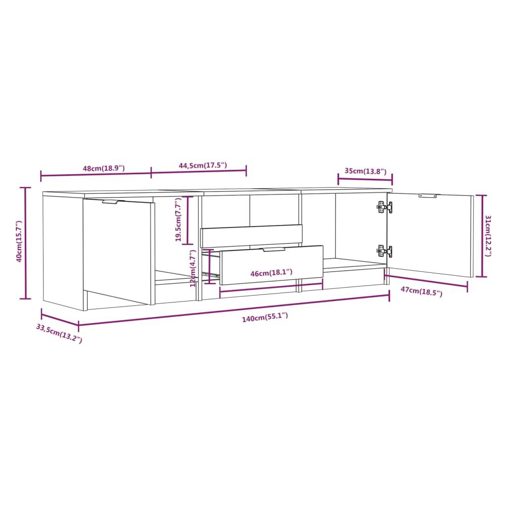 vidaXL Έπιπλο Τηλεόρασης Sonoma Δρυς 140x35x40 εκ. Επεξεργασμένο Ξύλο