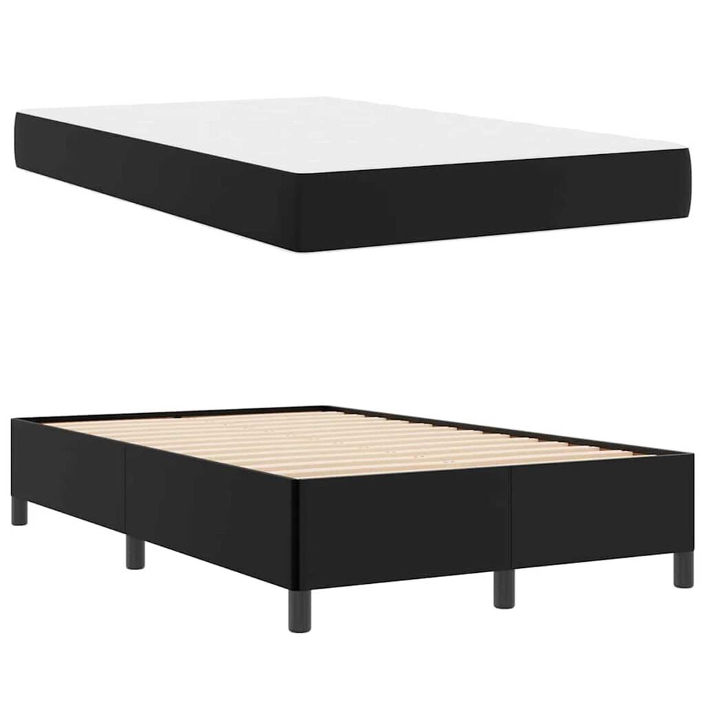 vidaXL Σκελετός κρεβατιού με στρώμα Μαύρο 120 x 190 cm Τεχνητό δέρμα