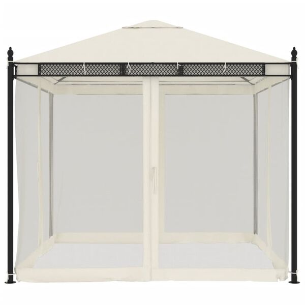 vidaXL Κιόσκι με Τοίχους από Δίχτυ Κρεμ 2,93x2,93 μ. από Ατσάλι