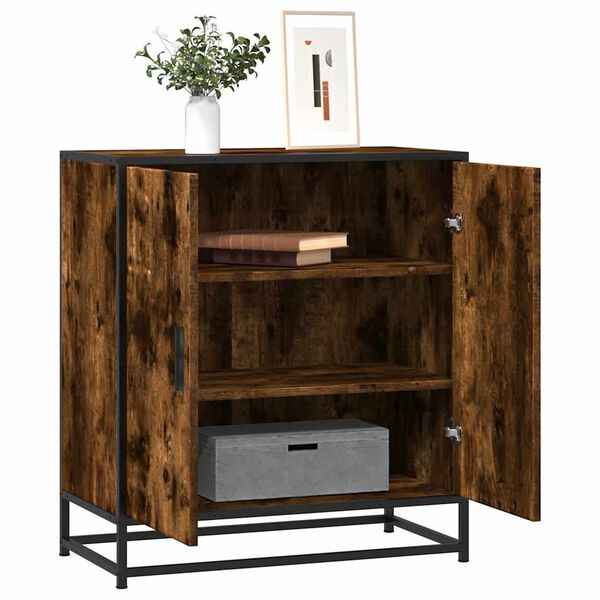vidaXL Sideboard Καπνιστή βελανιδιά Κατασκευασμένο ξύλο και μέταλλο
