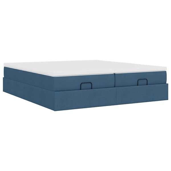 vidaXL Οθωμανικό κρεβάτι με στρώματα μπλε 180x200cm ύφασμα
