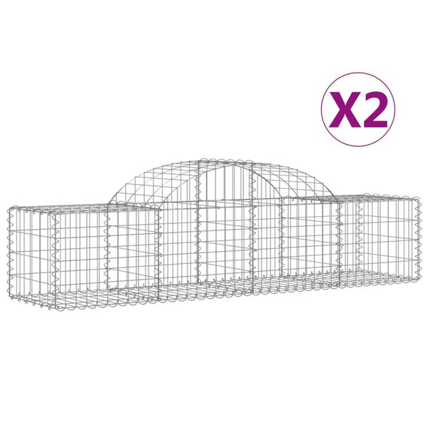 vidaXL Συρματοκιβώτια Τοξωτά 2 τεμ. 200x50x40/60 εκ. Γαλβαν. Ατσάλι