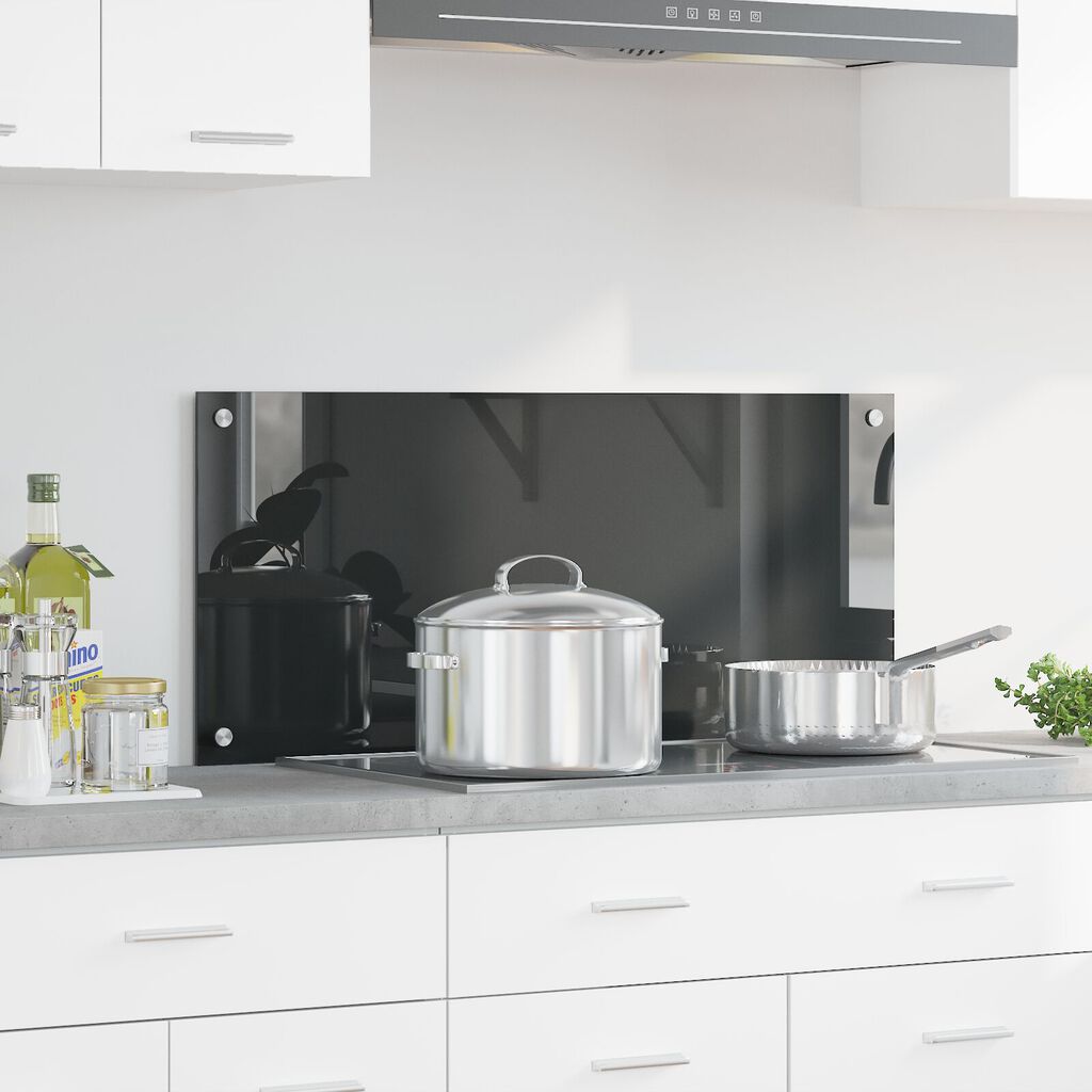 vidaXL Κουζίνα Πλακάκι Σκούρο Γκρι 90x40x0,6 εκ. Ψημένο Γυαλί