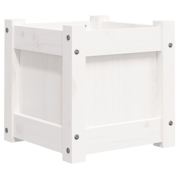 vidaXL Ζαρντινιέρα Λευκή 31 x 31 x 31 εκ. από Μασίφ Ξύλο Πεύκου