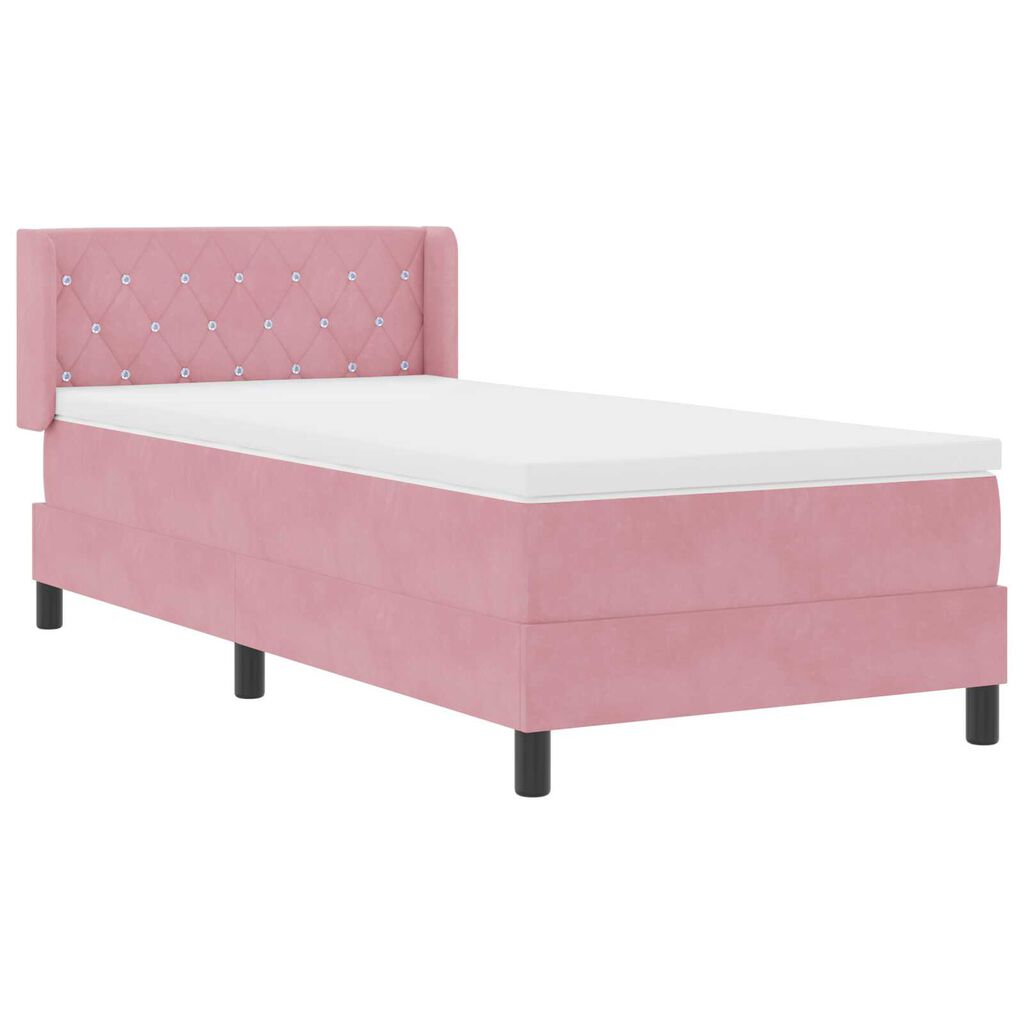 Κρεβάτι Box Spring με Στρώμα vidaXL Ροζ 90x190 εκ. Βελούδο