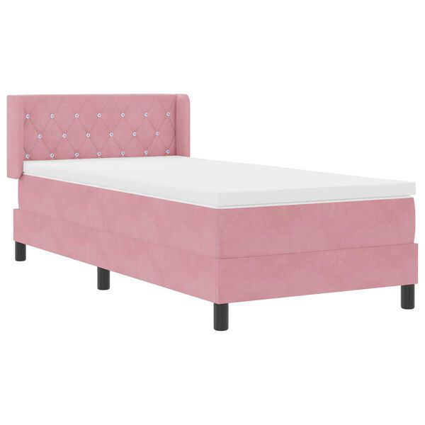 Κρεβάτι Box Spring με Στρώμα vidaXL Ροζ 90x190 εκ. Βελούδο