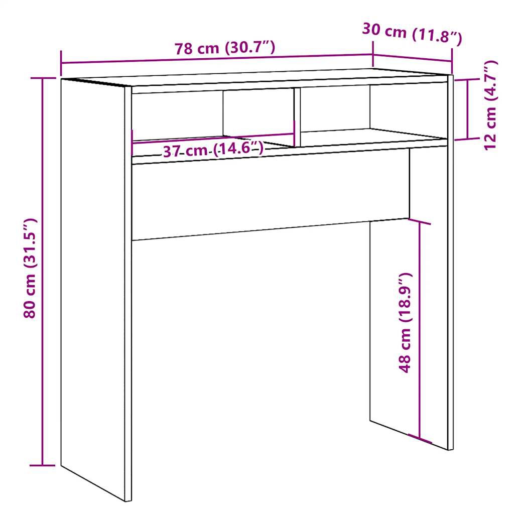 vidaXL Τραπεζάκι Κονσόλα Παλιό Ξύλο 78 x 30 x 80 εκ. από Μοριοσανίδα