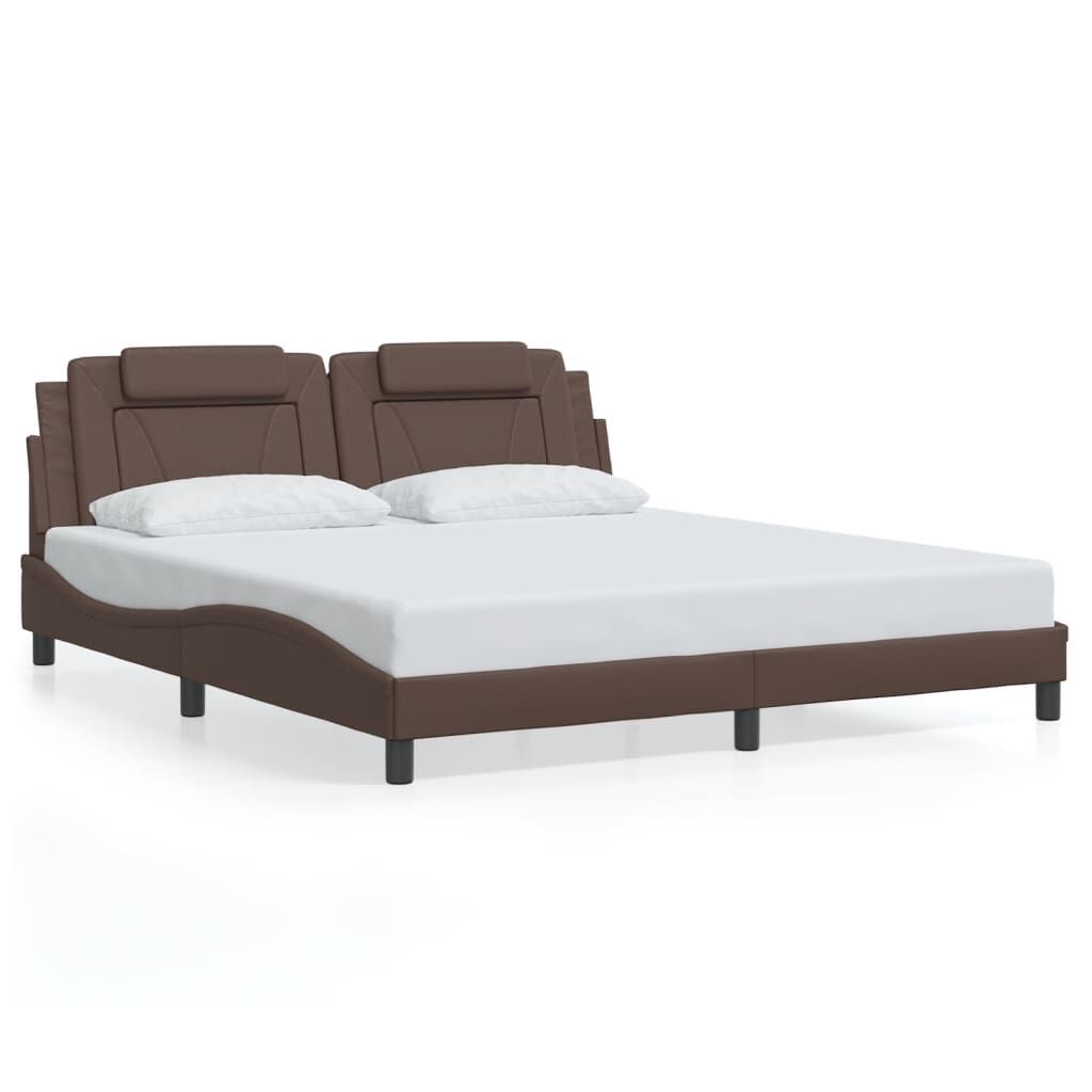 vidaXL Πλαίσιο Κρεβατιού με Κεφαλάρι Καφέ 180x200 εκ. Συνθετικό Δέρμα