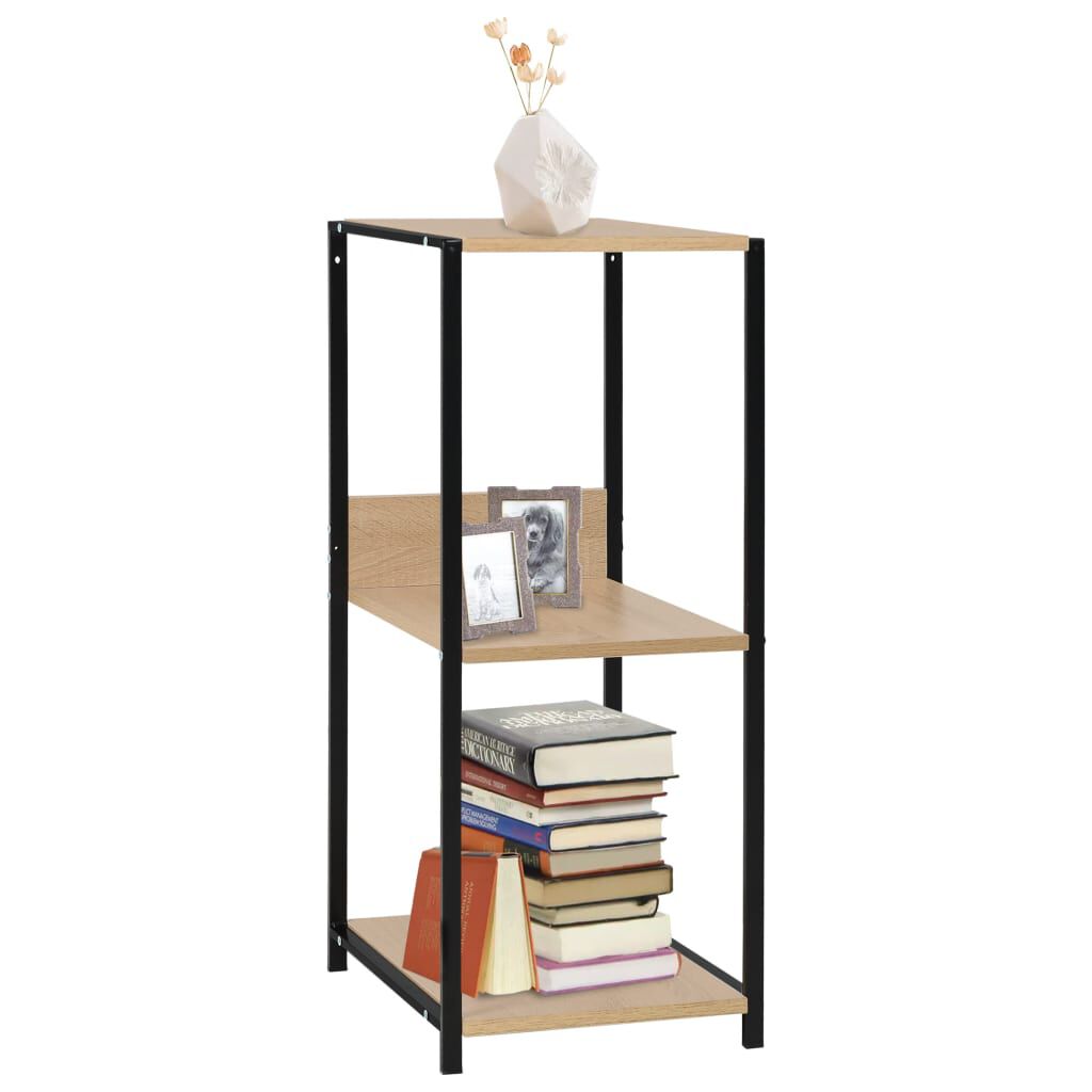vidaXL Ραφιέρα Ίσια Μικρή Μαύρη/Δρυς 33,5x39,6x79,7 εκ. Επεξ. Ξύλο