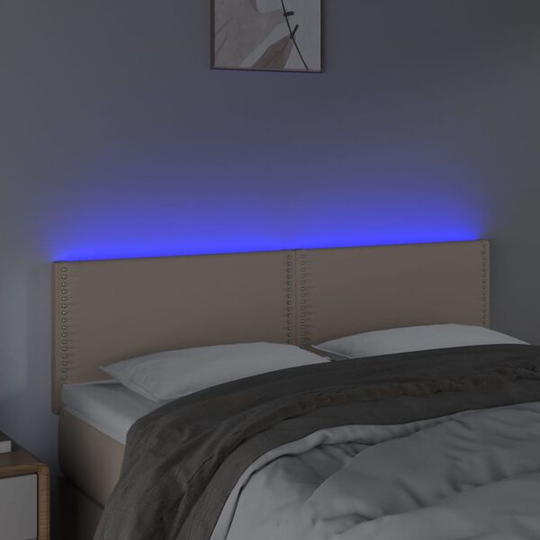 vidaXL Κεφαλάρι Κρεβατιού LED Καπουτσίνο 144x5x78/88 εκ. Συνθετ. Δέρμα