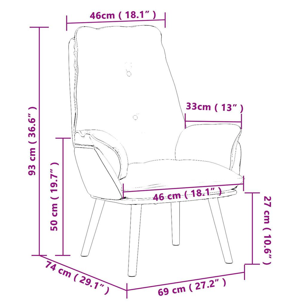 vidaXL Χαλαρωτική Πολυθρόνα Μαύρο 69 x 74 x 93 εκ. ύφασμα