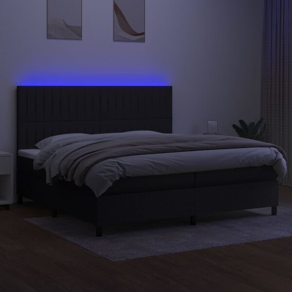 vidaXL &Kappa;&rho;&epsilon;&beta;ά&tau;&iota; Boxspring &mu;&epsilon; &Sigma;&tau;&rho;ώ&mu;&alpha; & LED &Mu;&alpha;ύ&rho;&omicron; 200x200 &epsilon;&kappa;. &Upsilon;&phi;&alpha;&sigma;&mu;ά&tau;&iota;&nu;&omicron;