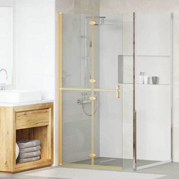 vidaXL Τοίχος ντους Walk-in Άλλο Χρυσό και διαφανές 90 x 190 cm