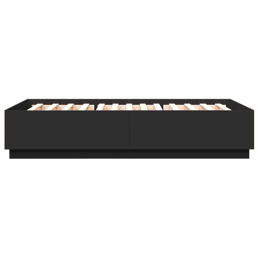 vidaXL Πλαίσιο Κρεβατιού με Φώτα LED Μαύρο 140x200 εκ. Επεξ. Ξύλο