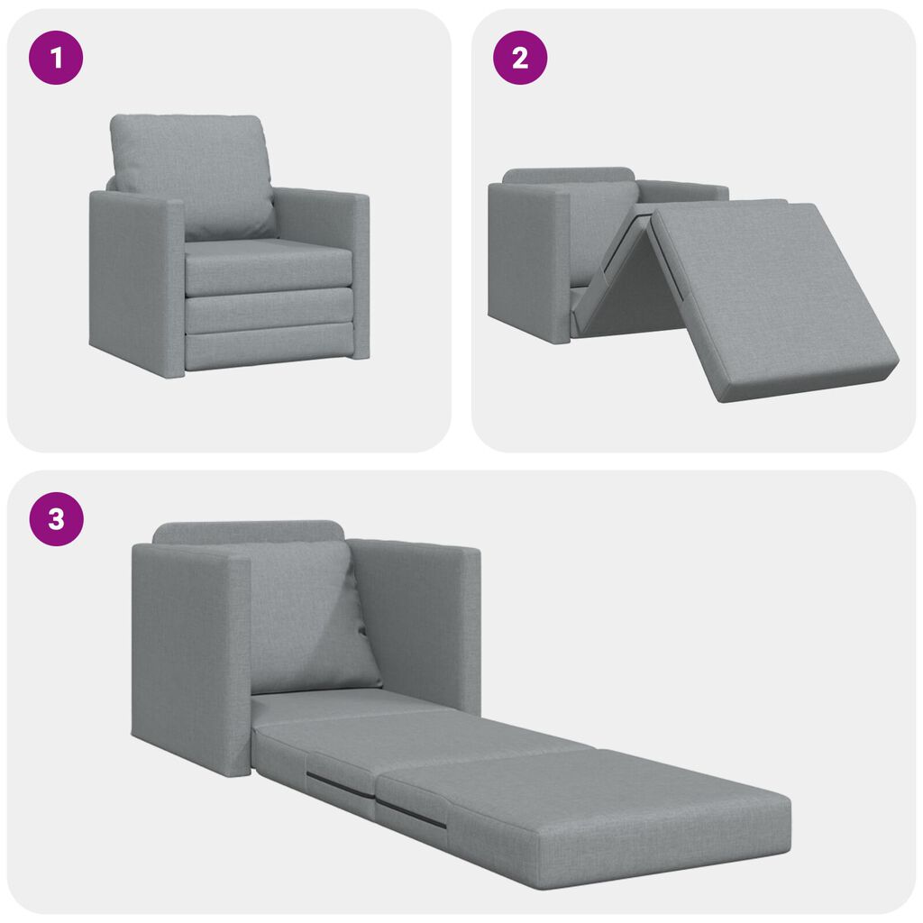 vidaXL Καναπές-Κρεβάτι Δαπέδου 2 σε 1 Αν. Γκρι 112x174x55 εκ. Ύφασμα