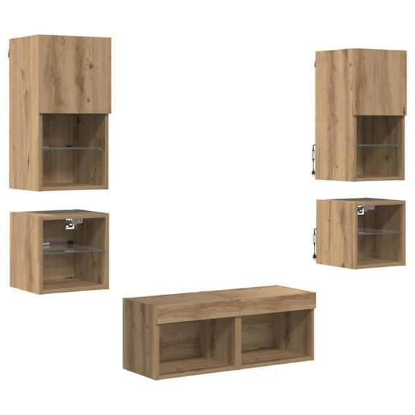 vidaXL &Mu;&omicron;&nu;ά&delta;&epsilon;&sigmaf; &Tau;&omicron;ί&chi;&omicron;&upsilon; &Tau;&eta;&lambda;&epsilon;ό&rho;&alpha;&sigma;&eta;&sigmaf; 8 pcs Artisan Oak &Epsilon;&pi;&epsilon;&xi;&epsilon;&rho;&gamma;&alpha;&sigma;&mu;έ&nu;&omicron; &xi;ύ&lambda;&omicron;