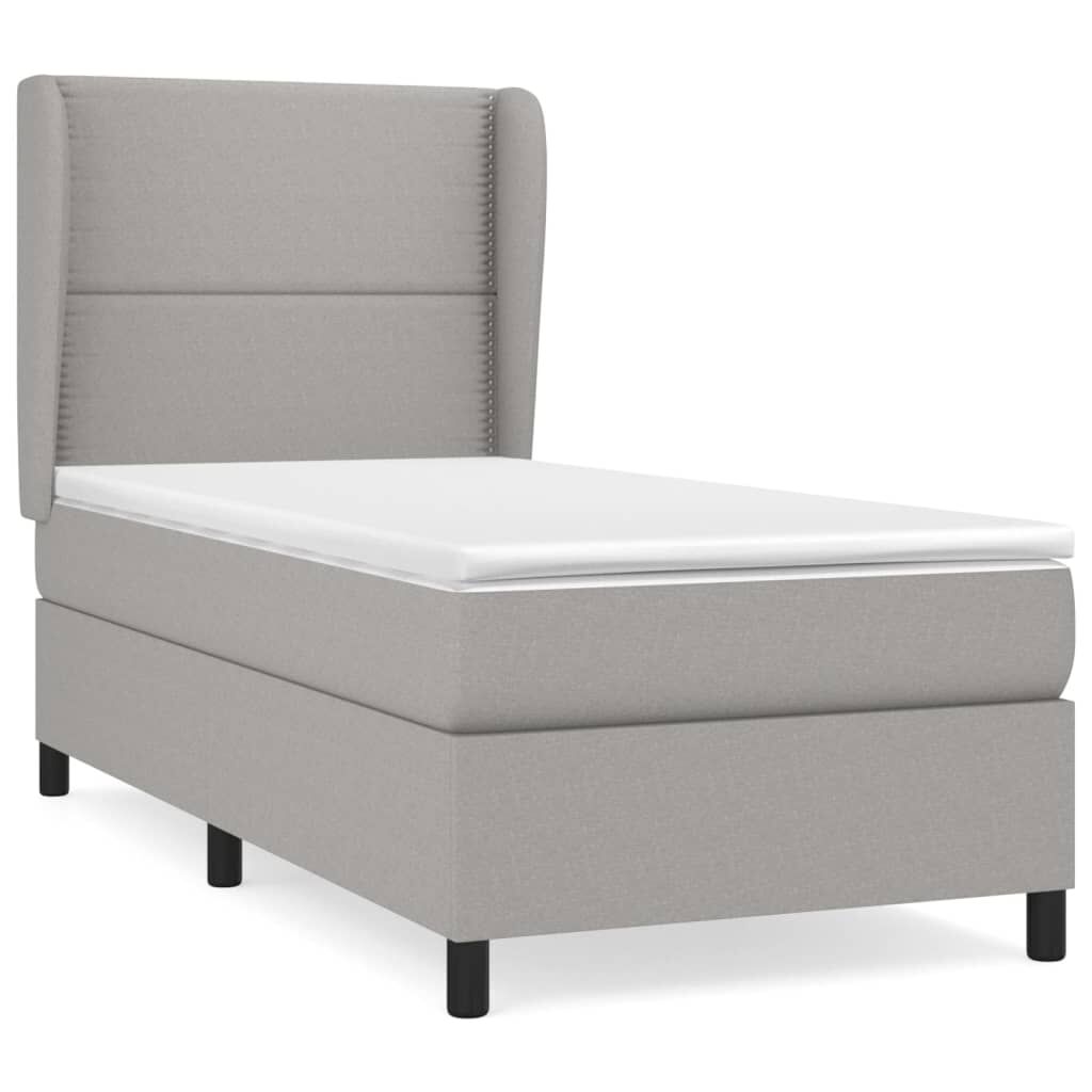 vidaXL Κρεβάτι Boxspring με Στρώμα Ανοιχτό Γκρι 80x200 εκ. Υφασμάτινο