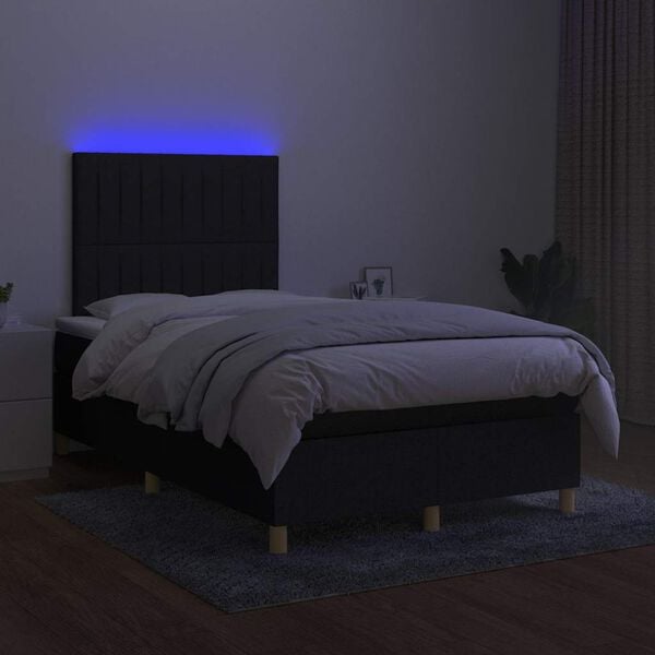 vidaXL &Kappa;&rho;&epsilon;&beta;ά&tau;&iota; Boxspring &mu;&epsilon; &Sigma;&tau;&rho;ώ&mu;&alpha; & LED &Mu;&alpha;ύ&rho;&omicron; 120x190 &epsilon;&kappa;. &Upsilon;&phi;&alpha;&sigma;&mu;ά&tau;&iota;&nu;&omicron;