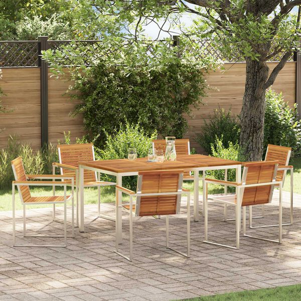 vidaXL Σέτ φαγητού για κήπο 7 pcs Σταθερό Ξύλο Ακακίας