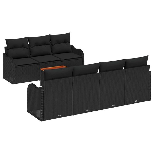 vidaXL Σετ Καναπέ Κήπου 8 pcs Μαύρο