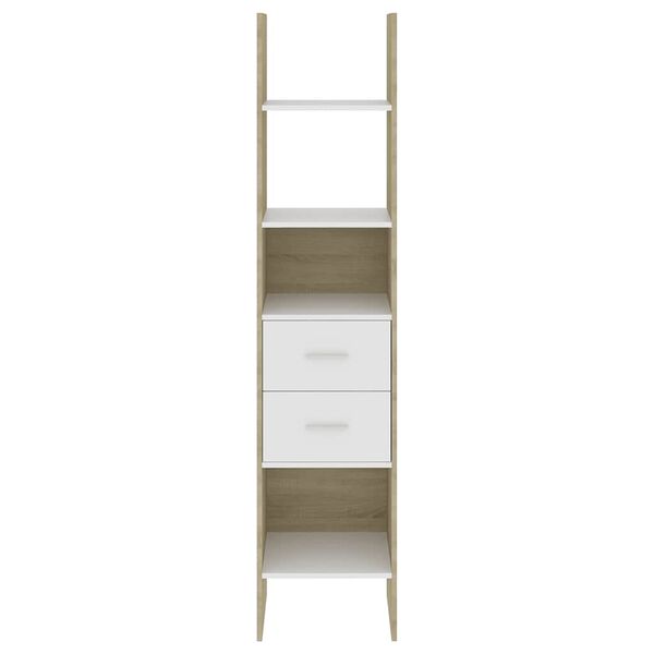 vidaXL Βιβλιοθήκη Λευκό/Sonoma Δρυς 40 x 35 x 180 εκ. από Επεξ. Ξύλο