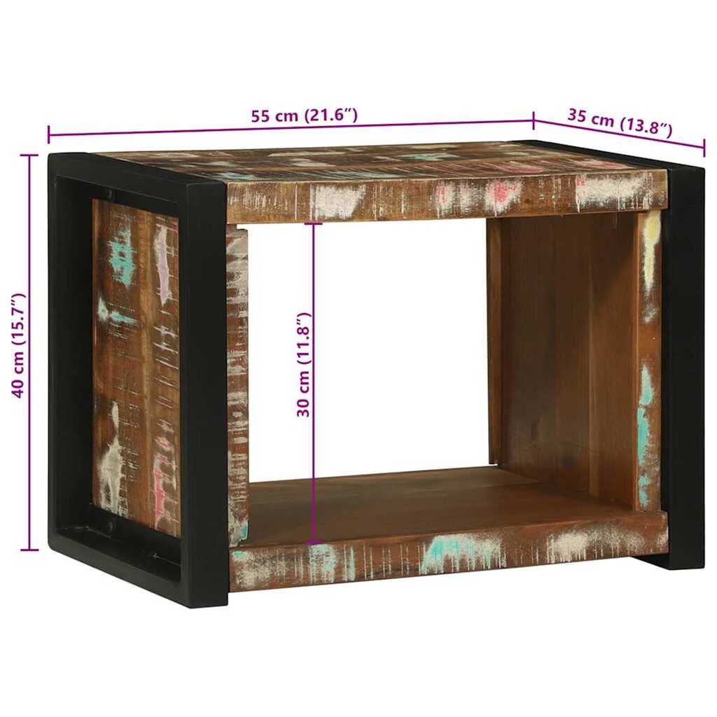 vidaXL Κύβος Τοίχου Καφέ 55 x 35 x 40 εκ Μασίφ ανακυκλωμένο ξύλο