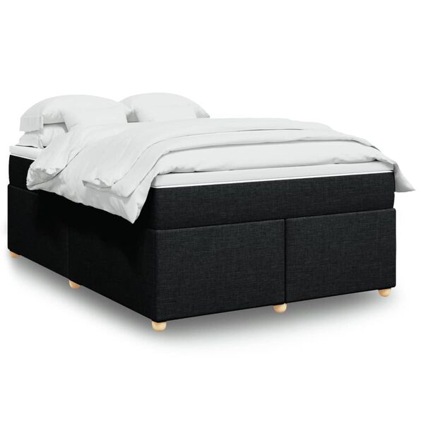 vidaXL Κρεβάτι Boxspring με Στρώμα Μαύρο 160x200 εκ. Υφασμάτινο