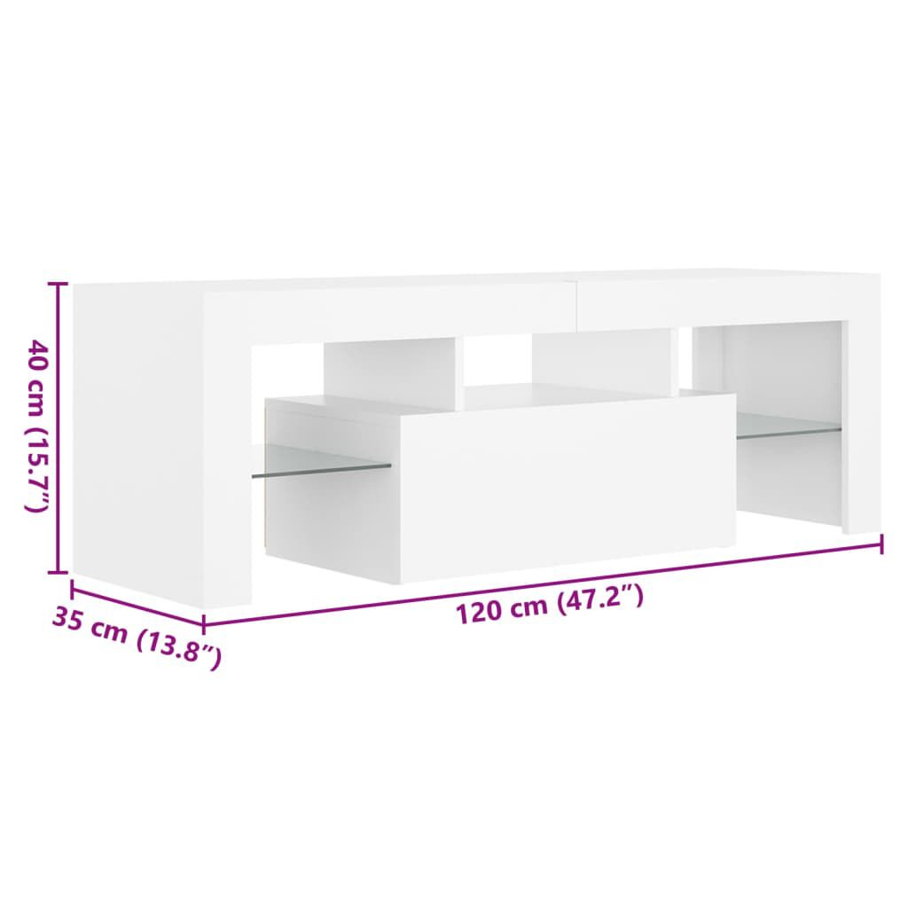 vidaXL Έπιπλο Τηλεόρασης με LED Λευκό 120x30x40 εκ.