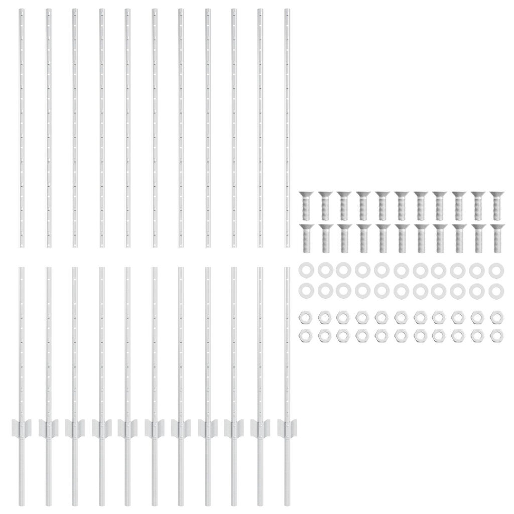 vidaXL Στύλοι Περίφραξης 22 pcs Ασημί 140 cm Γαλβανισμένος χάλυβας