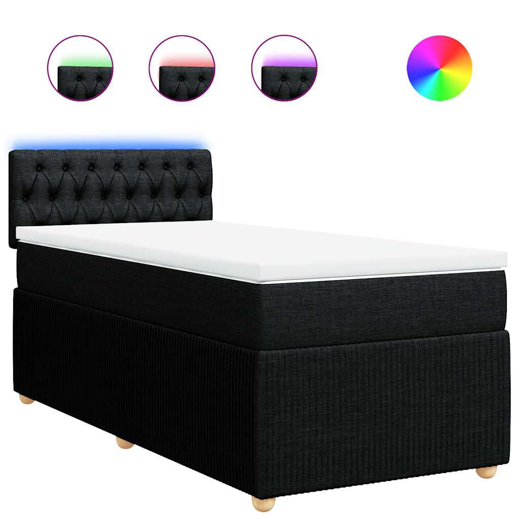 vidaXL Κρεβάτι Boxspring με Στρώμα Μαύρο 80 x 200 εκ. Υφασμάτινο