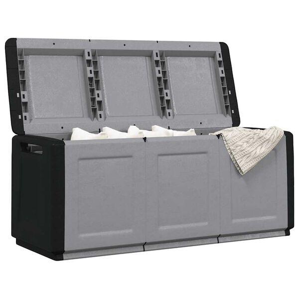 vidaXL Μπαούλο Αποθήκευσης Κήπου 138x53x57 εκ Σκ. Γκρι/Μαύρο 130 Λίτρα