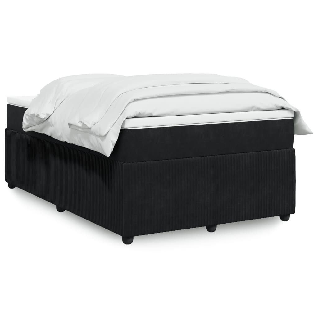 vidaXL Κρεβάτι Boxspring με Στρώμα Μαύρο 120x190 εκ. Βελούδινο