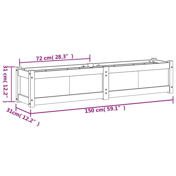 vidaXL Ζαρντινιέρα 150 x 31 x 31 εκ. από Μασίφ Ξύλο Πεύκου