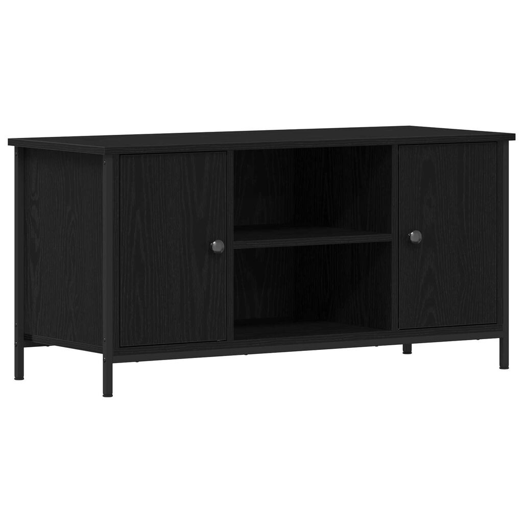 vidaXL Ράφι Τηλεόρασης Μαύρο Δρύινο 100x40x50 εκ. Κατασκευασμένο από Ξύλο και Χάλυβα