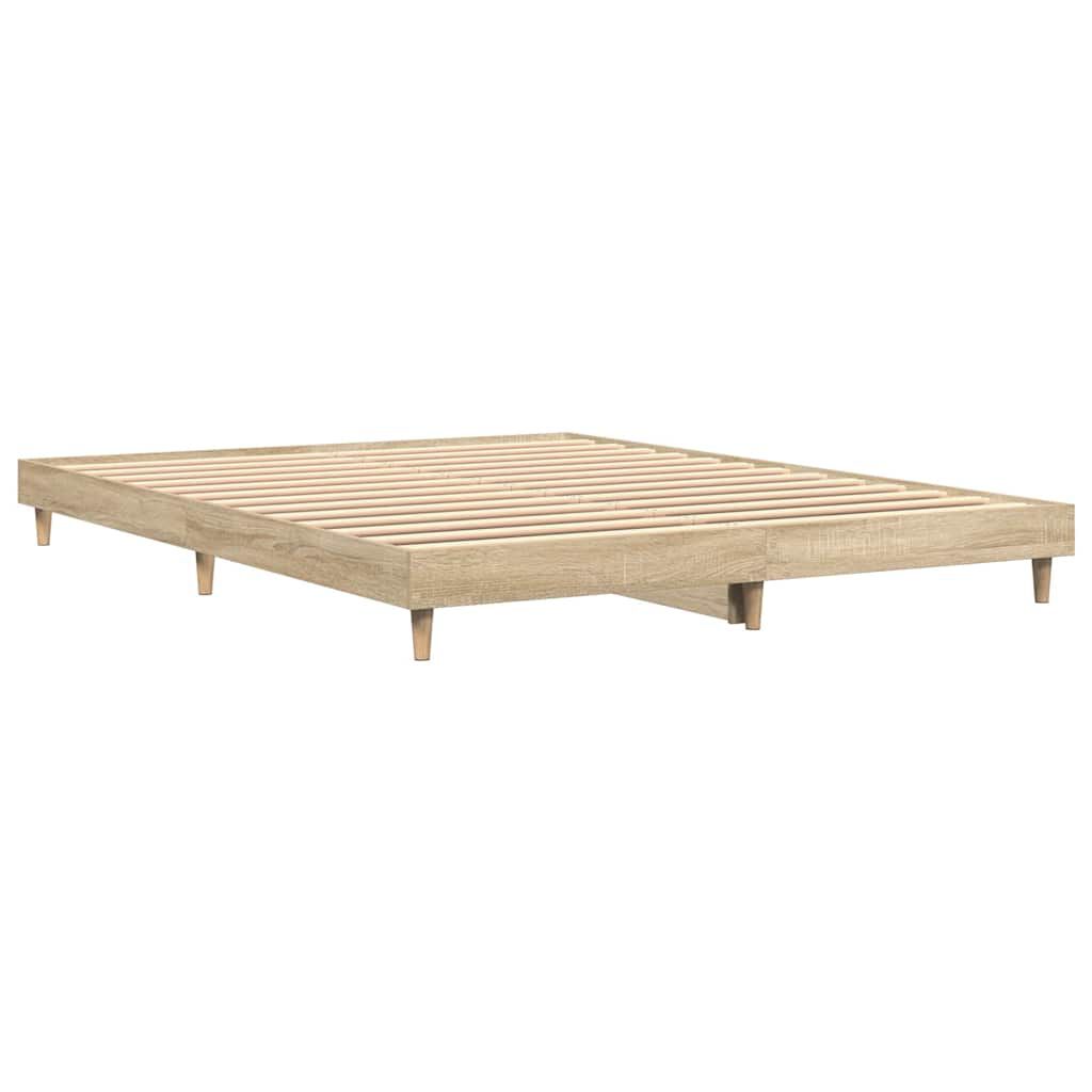 vidaXL Πλαίσιο Κρεβατιού Sonoma Δρυς 135x190 εκ. Επεξεργασμένο Ξύλο