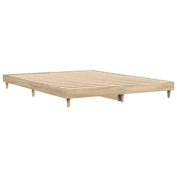 vidaXL Πλαίσιο Κρεβατιού Sonoma Δρυς 135x190 εκ. Επεξεργασμένο Ξύλο