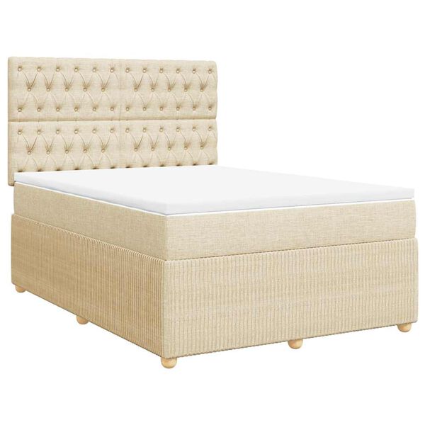 vidaXL &Kappa;&rho;&epsilon;&beta;ά&tau;&iota; Boxspring &mu;&epsilon; &Sigma;&tau;&rho;ώ&mu;&alpha; &Kappa;&rho;&epsilon;&mu; 140x200 &epsilon;&kappa;. &Upsilon;&phi;&alpha;&sigma;&mu;ά&tau;&iota;&nu;&omicron;