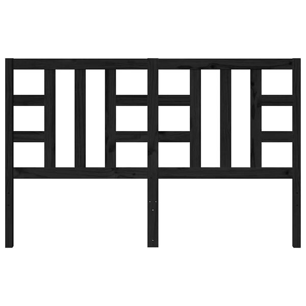 vidaXL Κεφαλάρι Κρεβατιού Μαύρο 146 x 4 x 100 εκ. Μασίφ Ξύλο Πεύκου