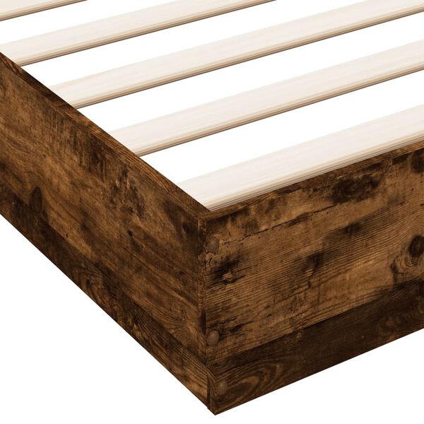 vidaXL Πλαίσιο Κρεβατιού με LED Καπνιστή Δρυς 180x200 εκ.
