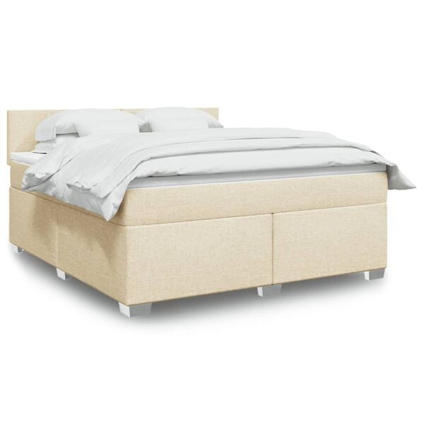 vidaXL &Kappa;&rho;&epsilon;&beta;ά&tau;&iota; Boxspring &mu;&epsilon; &Sigma;&tau;&rho;ώ&mu;&alpha; &Kappa;&rho;&epsilon;&mu; 180x200 &epsilon;&kappa;. &Upsilon;&phi;&alpha;&sigma;&mu;ά&tau;&iota;&nu;&omicron;