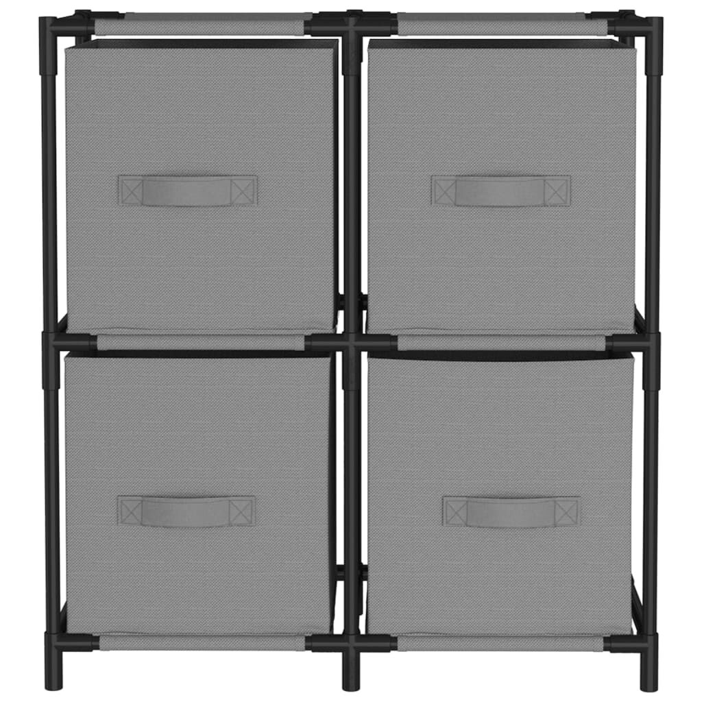 vidaXL Ντουλάπι με 4 Υφασμάτινα Καλάθια Γκρι 63x30x71 εκ. από Ατσάλι