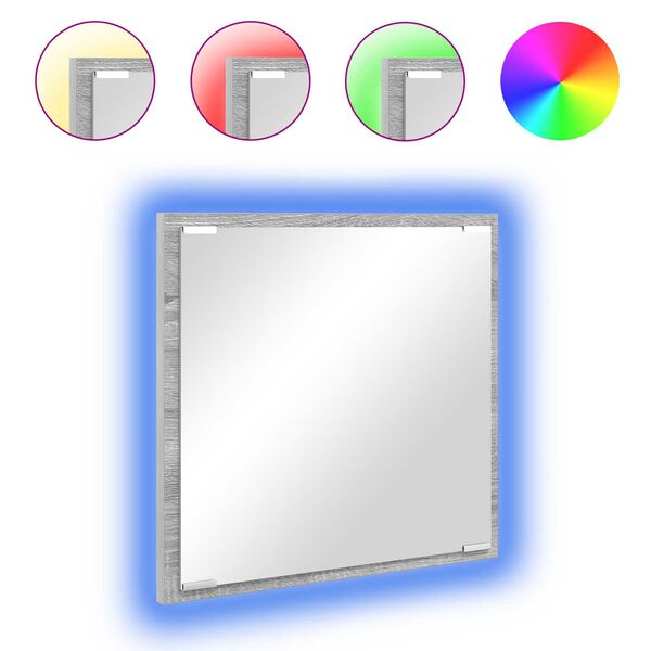 vidaXL Καθρέφτης μπάνιου LED Επιτοίχιο Γκρίζο Σονομα 40 x 37 x 8.5 εκ.