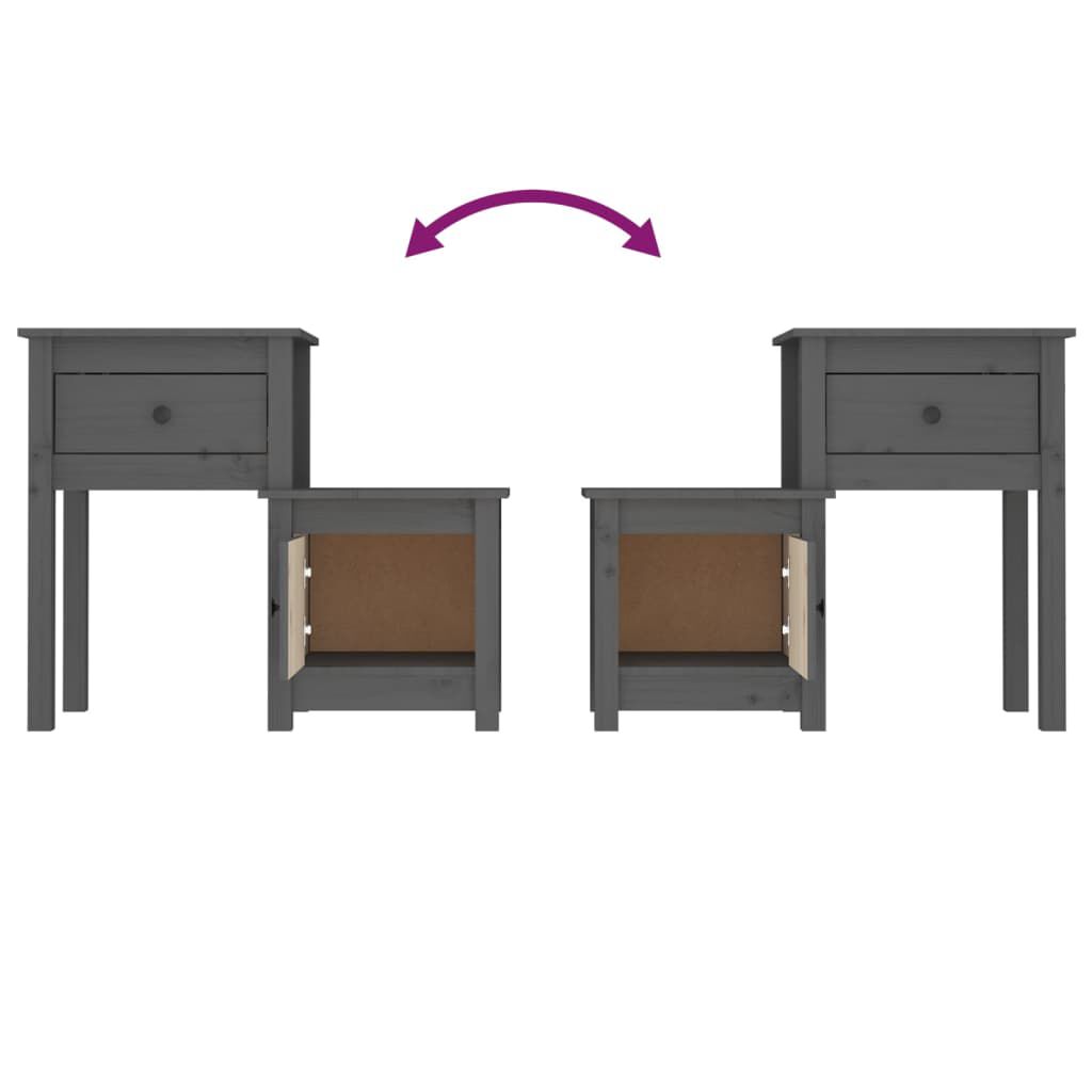 vidaXL Κομοδίνο Γκρι 79 x 38 x 65,5 εκ. από Μασίφ Ξύλο Πεύκου