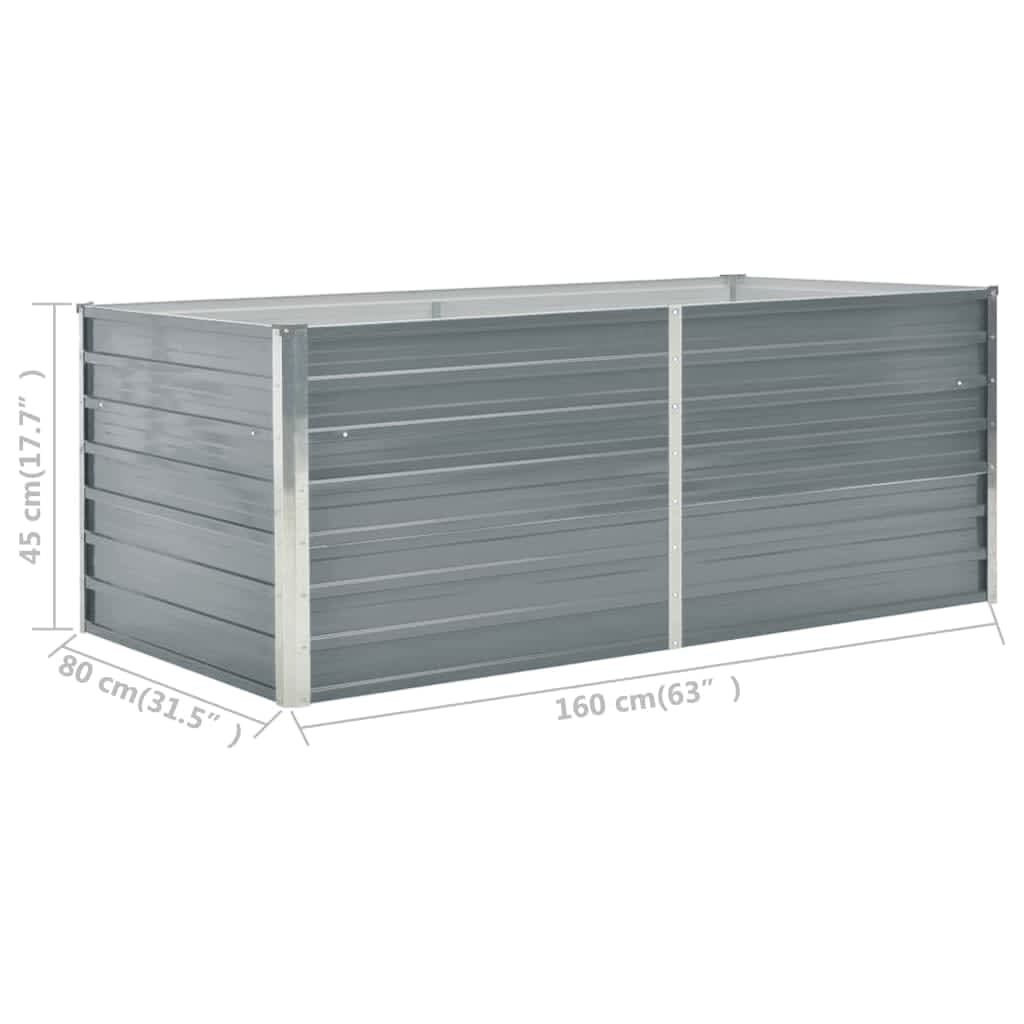 vidaXL Ζαρντινιέρα Ψηλή Γκρι 160 x 80 x 45 εκ. Γαλβανισμένος Χάλυβας