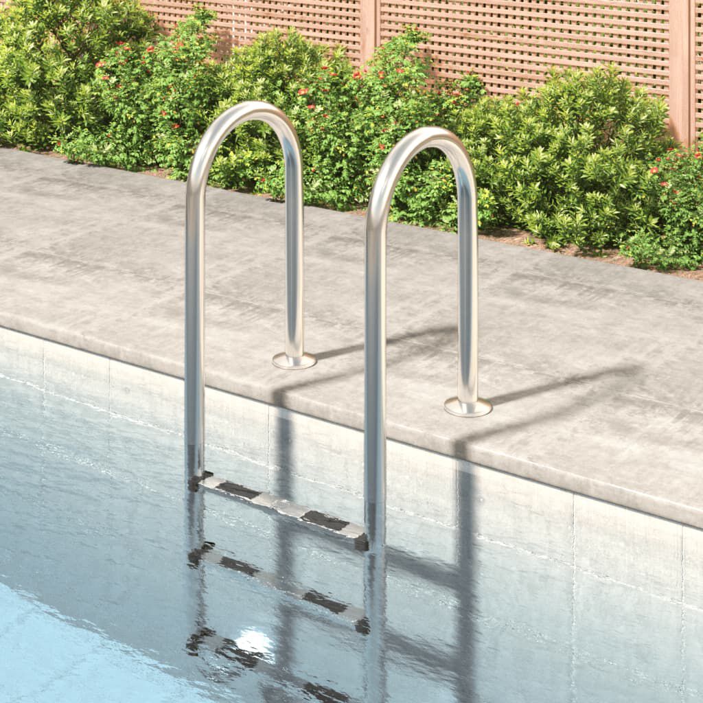 vidaXL Σκάλα Πισίνας 54 x 38 x 158 εκ. από Ανοξείδωτο Ατσάλι