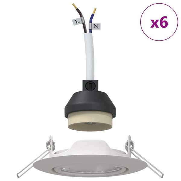 vidaXL Spotlights με προβολείς 6 pcs Λευκό 9 x 9 εκ. Μέταλλο
